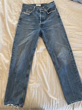 Women’s High Rise AGOLDE Straight Leg Jeans in Blue
